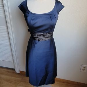 Adrianna Papell Navy Blue Satin Formal Dress